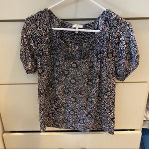 Joie silk black floral tee